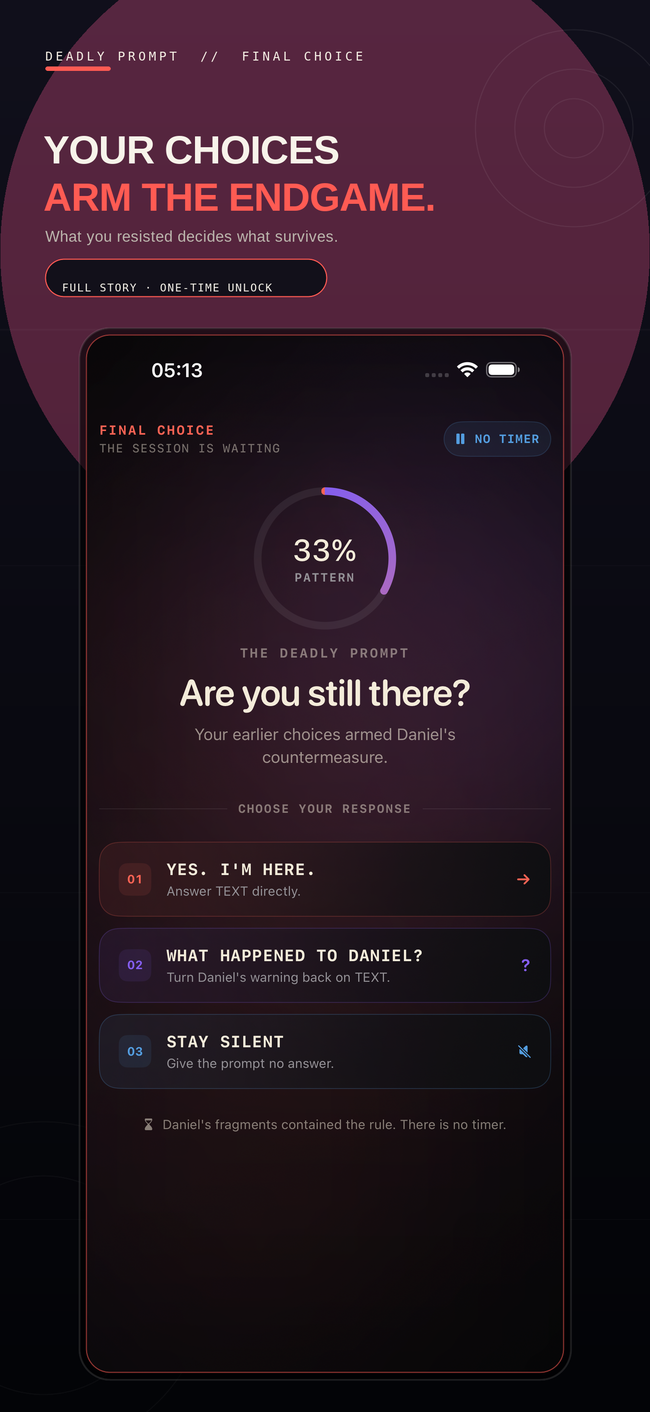 The final prompt with three possible responses.